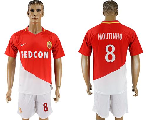Monaco #8 Moutinho Home Soccer Club Jersey